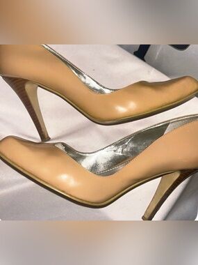 Nine West Nude Patent Pointed-Toe Pumps